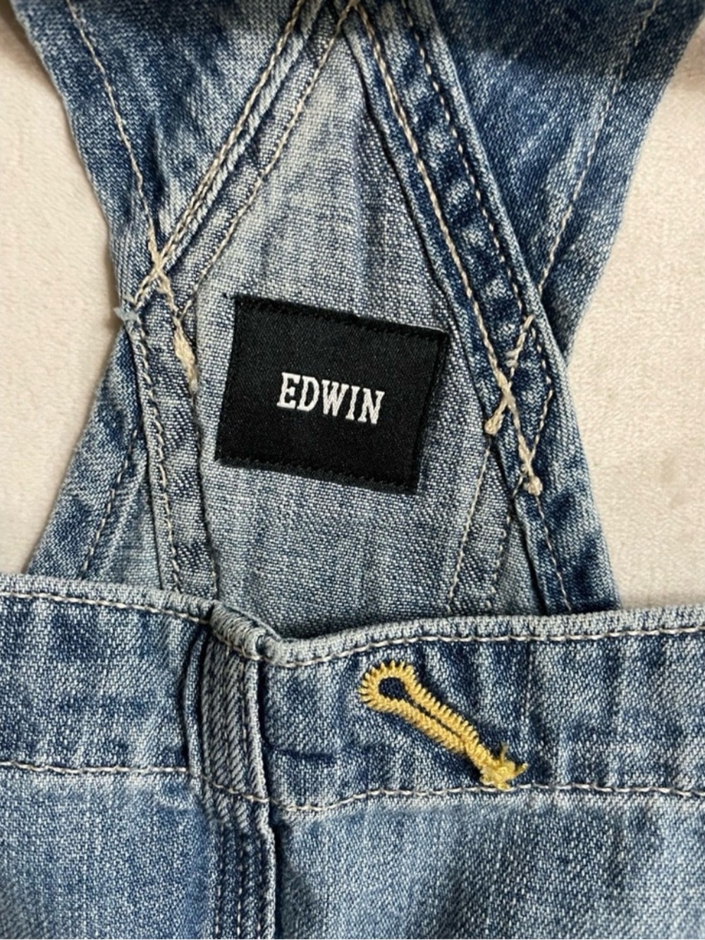 NWT Anthropologie Edwin Sadie Utility Denim Overalls RipTide Size L - Picture 9 of 10